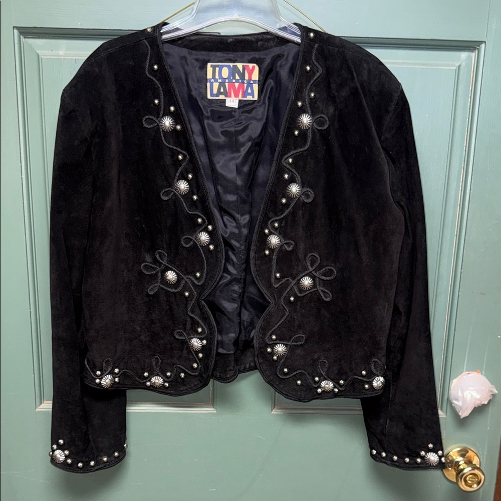 Tony Lama Black Blazer with Silver concho Details leather